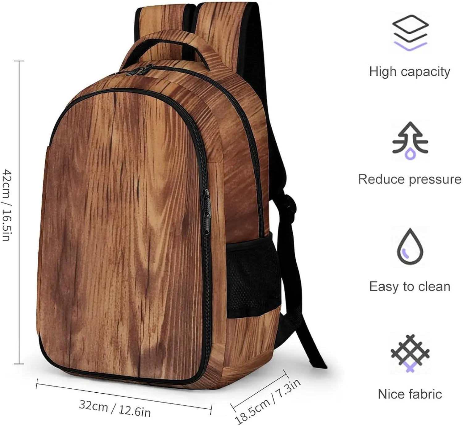 Laptop Backpack for Women Men Daypack Waterproof Brown Wood Grain Computer Bag Business Work Bag for Travel