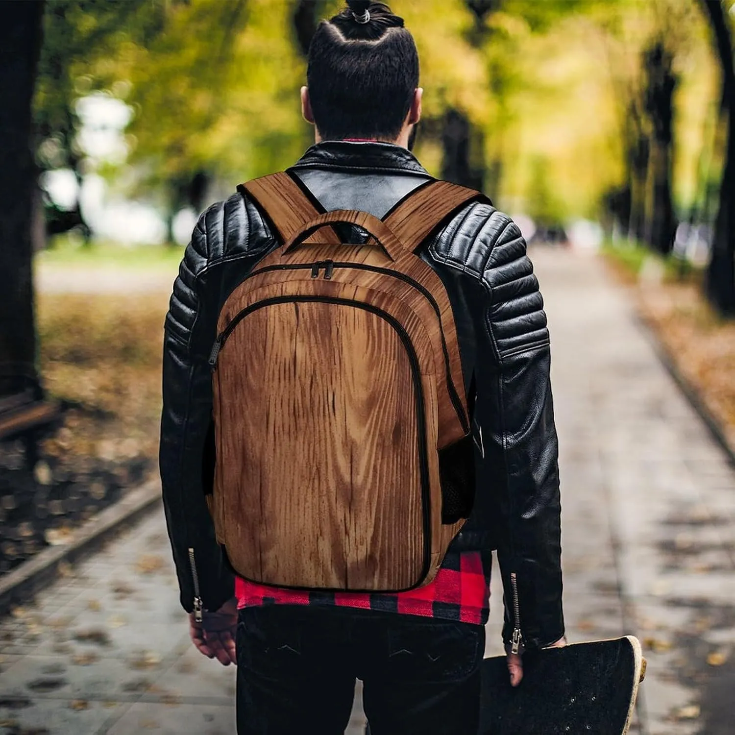 Laptop Backpack for Women Men Daypack Waterproof Brown Wood Grain Computer Bag Business Work Bag for Travel