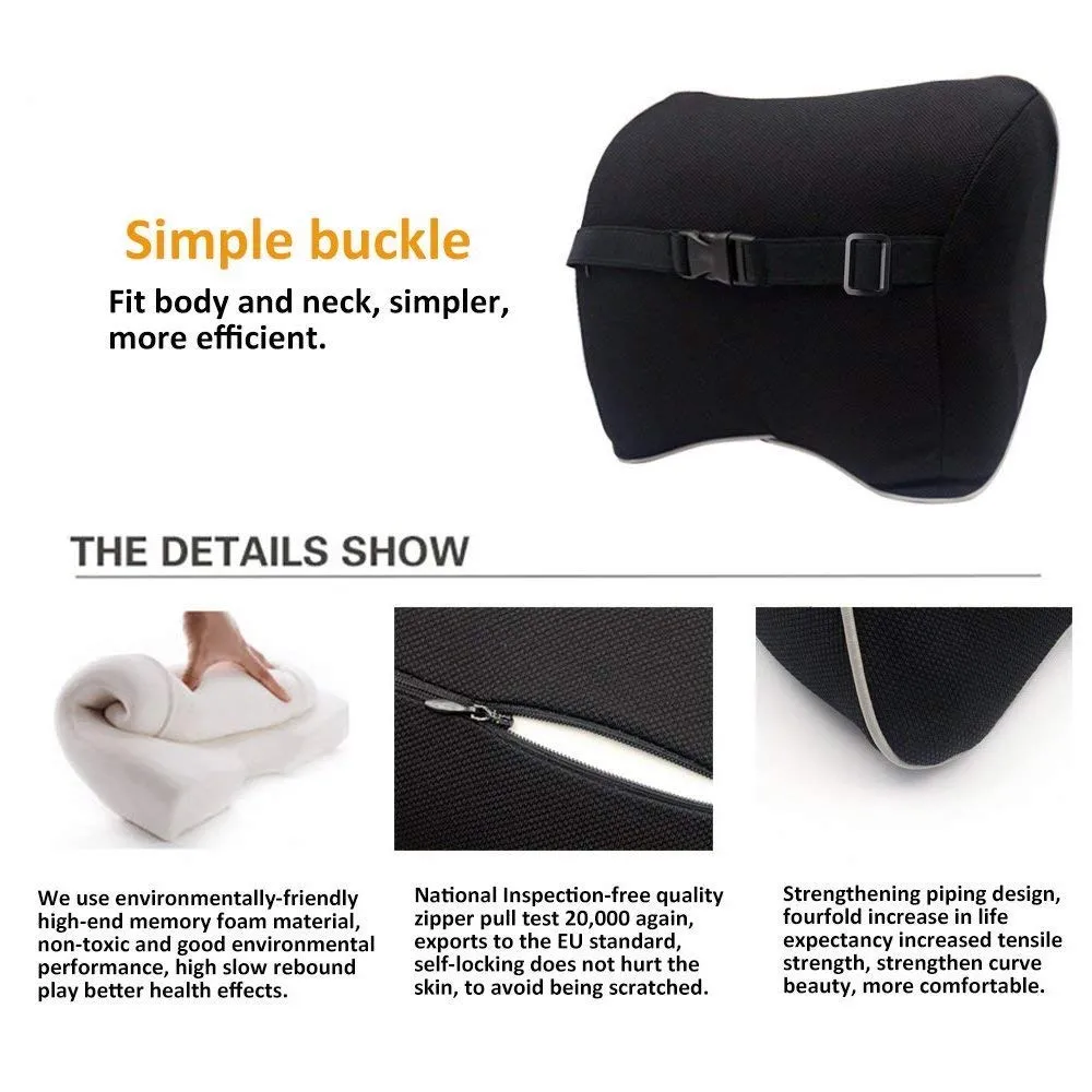 Large Car Headrest Memory Foam Neckrest Pillow - (13 cm/5.11 inch Thick)