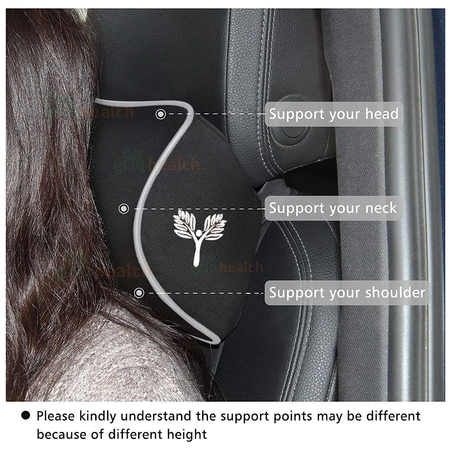 Large Car Headrest Memory Foam Neckrest Pillow - (13 cm/5.11 inch Thick)