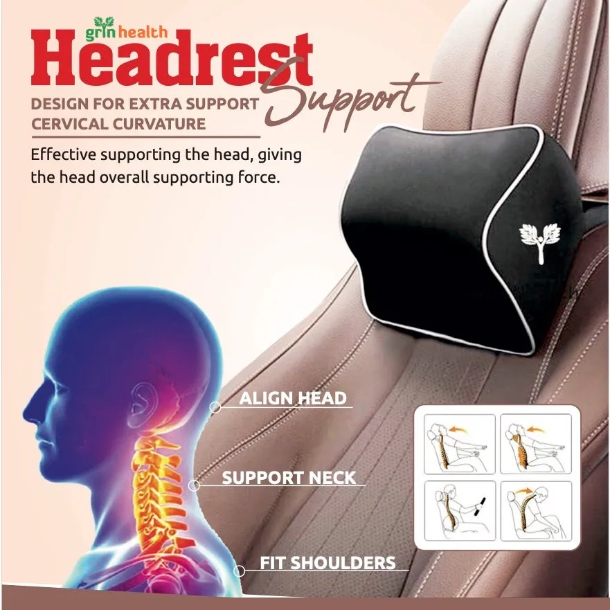 Large Car Headrest Memory Foam Neckrest Pillow - (13 cm/5.11 inch Thick)