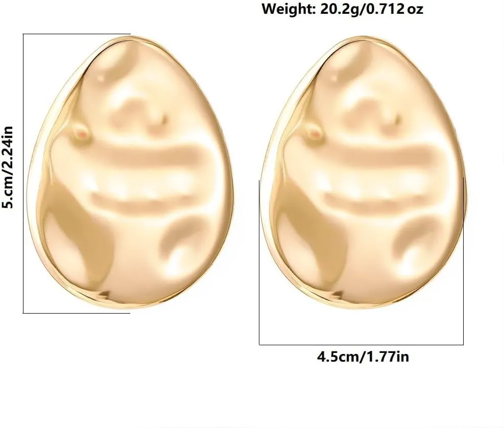 Large Gold Geometric Statement Earrings for Women Vintage Irregular Round Big Dangle Drop Earring Chunky Exaggerated Silver Jewelry Oval Accessories