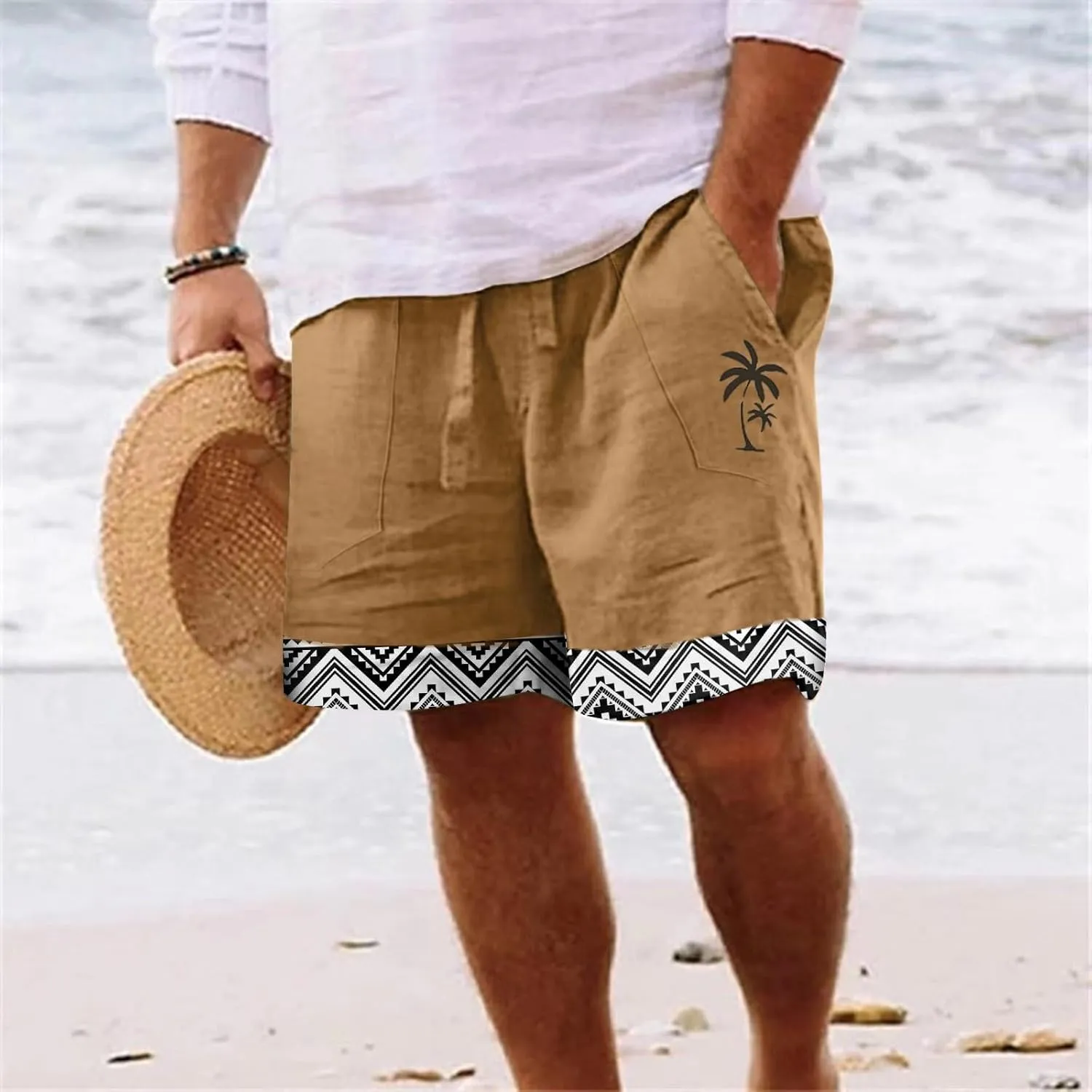 LCMTWX Shorts for Men Casual Summer 3D Coconut Tree Printed Beach Trendy Shorts Shorts for Men Casual Black Mens Active
