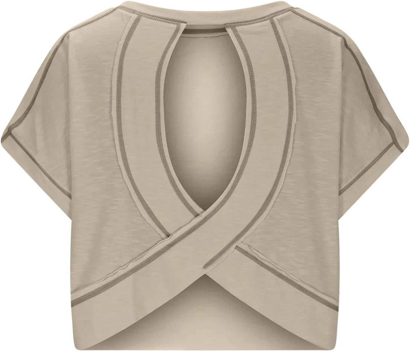 Lenago Workout Tops for Women Open Back Short Sleeve Shirts Backless Gym Yoga Athletic T-shirt Trendy Running Tee Blouses