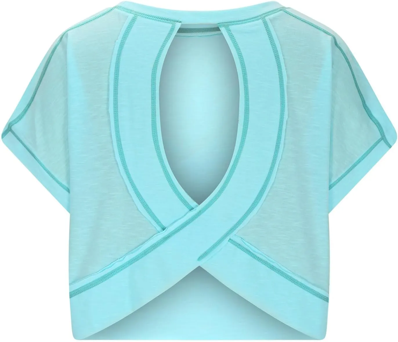 Lenago Workout Tops for Women Open Back Short Sleeve Shirts Backless Gym Yoga Athletic T-shirt Trendy Running Tee Blouses