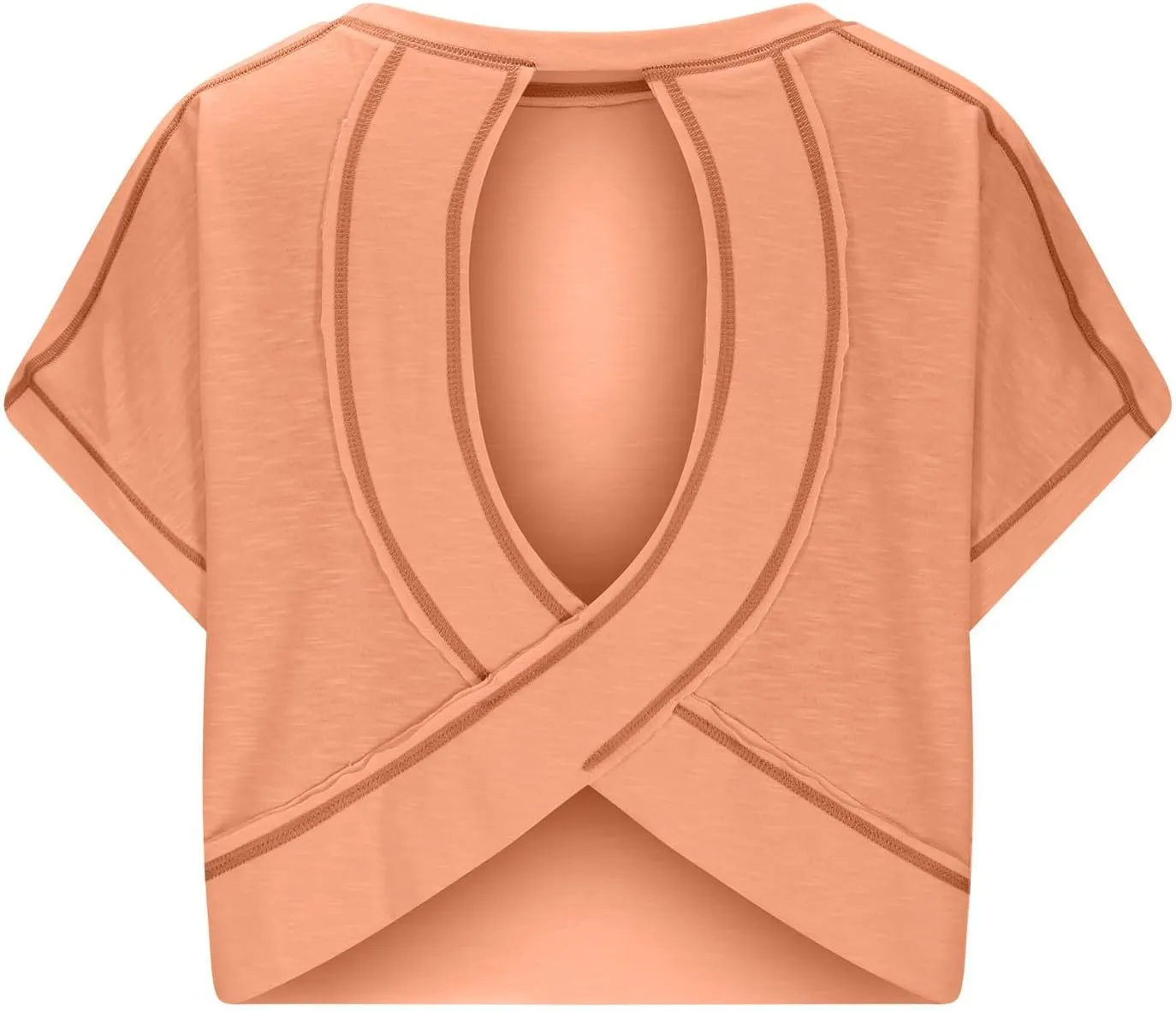 Lenago Workout Tops for Women Open Back Short Sleeve Shirts Backless Gym Yoga Athletic T-shirt Trendy Running Tee Blouses