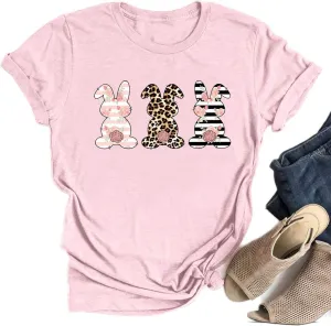 Leopard Easter Bunny Graphic Shirt Chillin' with My Peeps Easter Matching T-Shirt Gift for Easter Day Tee.
