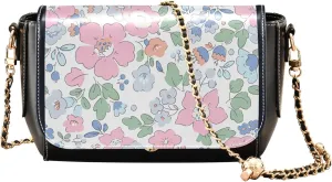 Liberty Elegant Floral Small Flowers Shoulder Leather Bags Black Women Crossbody Bag Purses Medium Satchel