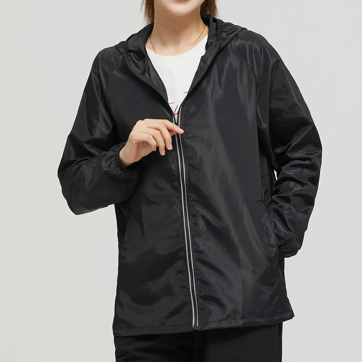 Lightweight Rain Jackets Women 2024 Plain Waterproof Windbreaker Jacket Women Packable Raincoat Rain Coats with Hood