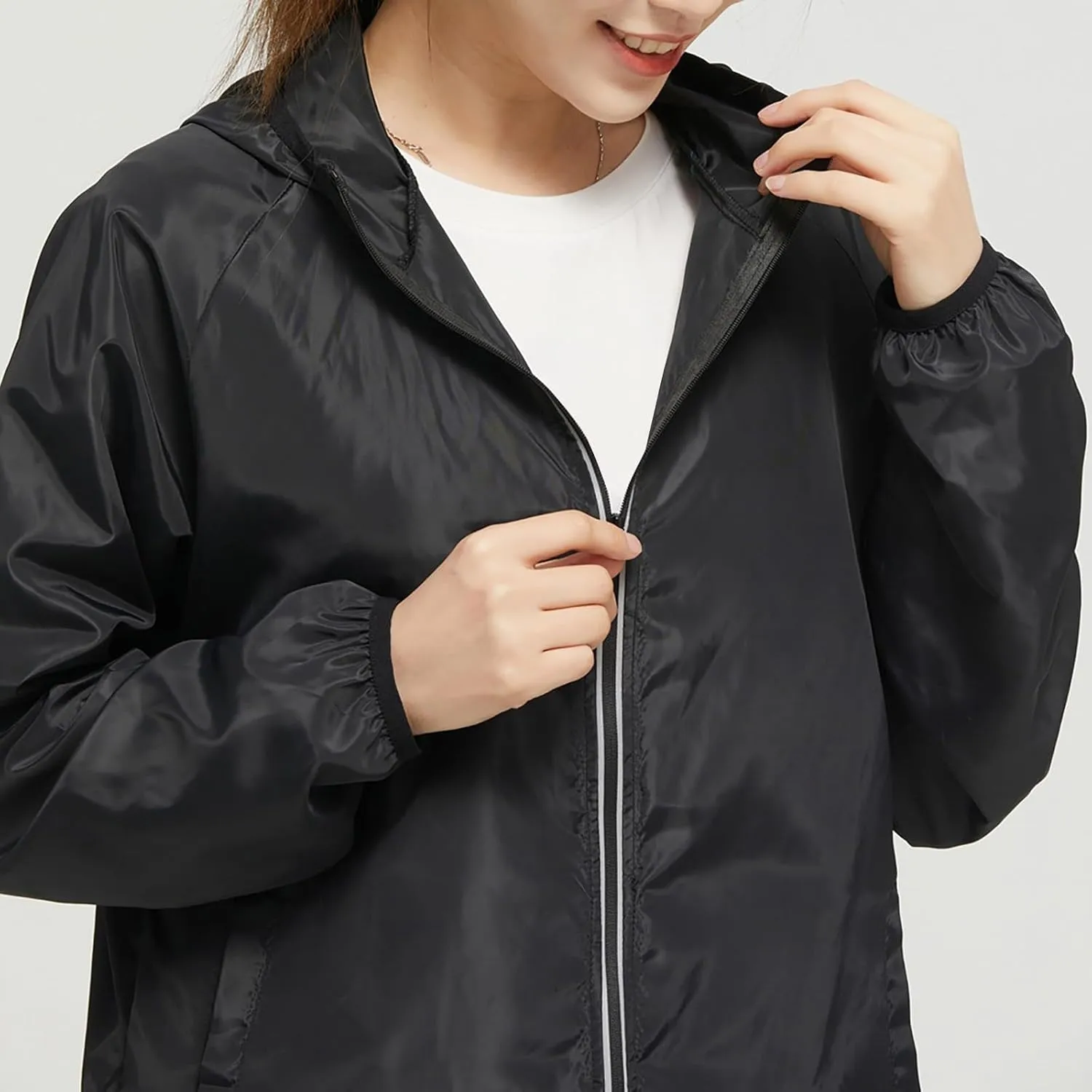 Lightweight Rain Jackets Women 2024 Plain Waterproof Windbreaker Jacket Women Packable Raincoat Rain Coats with Hood
