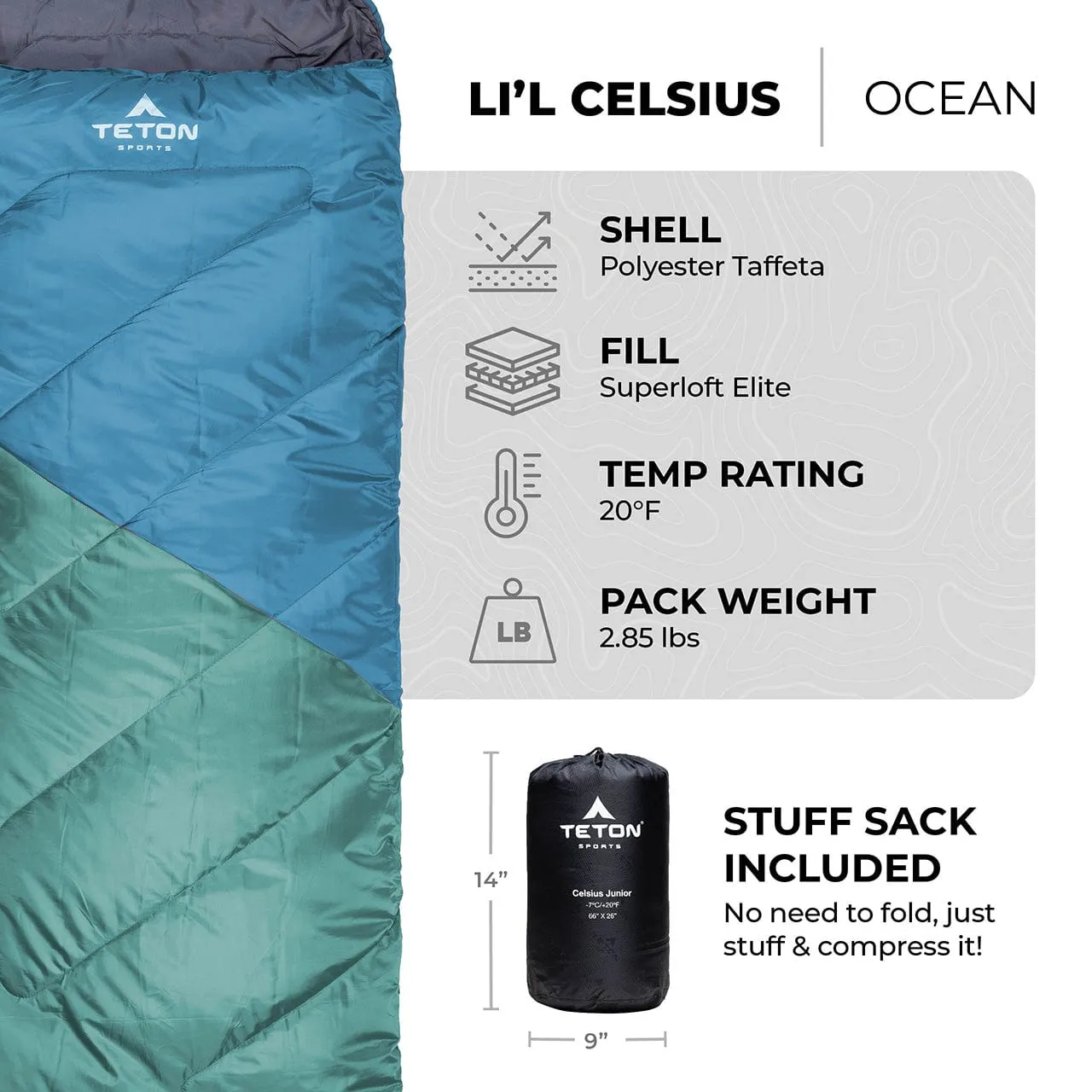 Li'l Celsius 20°F Junior Sleeping Bag for Kids