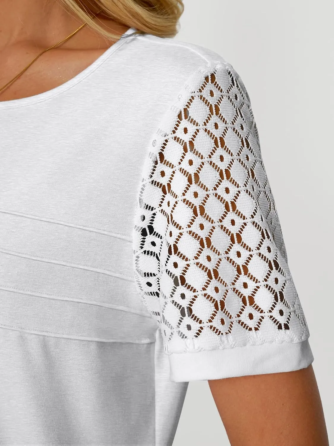 LILLUSORY Short Sleeve Shirts for Women Summer Tops 2025 Spring Lace Dressy Casual Top Cute T-Shirt Work Outfits Blouses