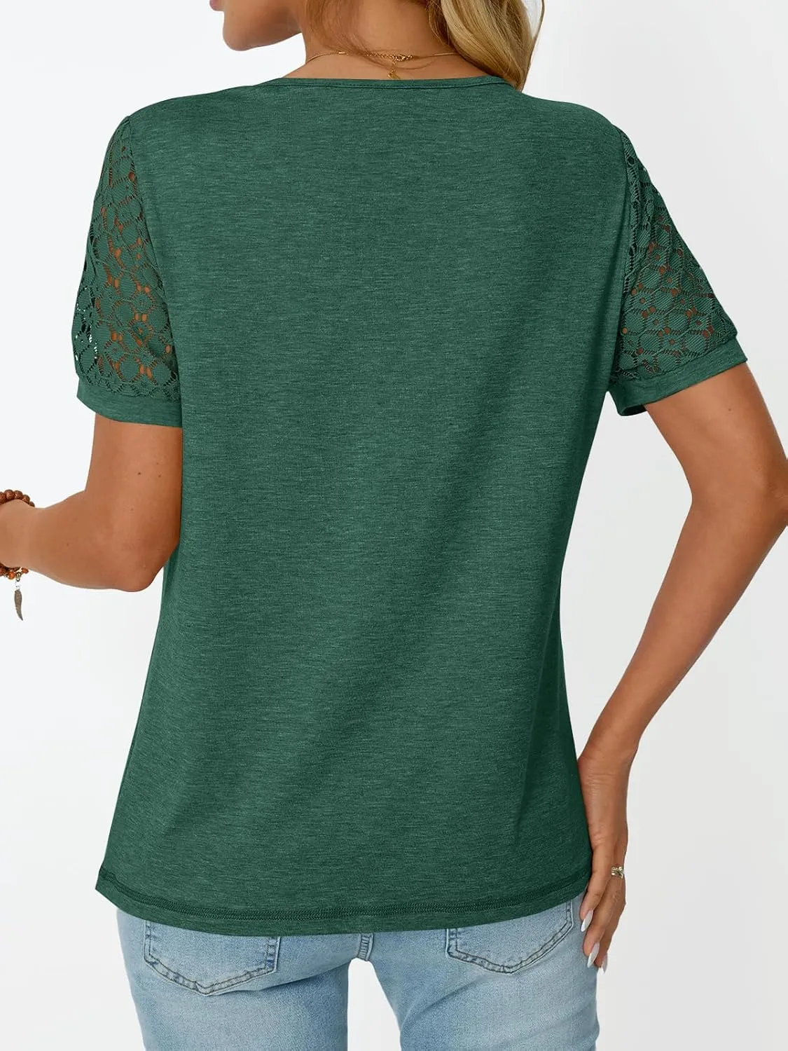 LILLUSORY Short Sleeve Shirts for Women Summer Tops 2025 Spring Lace Dressy Casual Top Cute T-Shirt Work Outfits Blouses