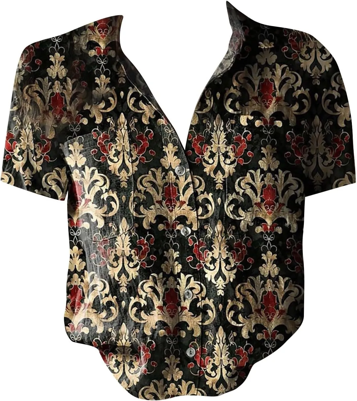 Linen Boho Tops for Women Boho Tops for Women Hippie Summer Short Sleeve Button Up Blouses Short Sleeve Shirts