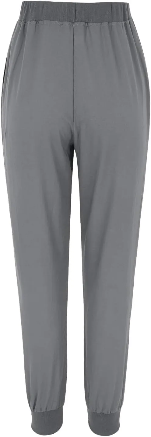 Linen Pants Women Drawstring Tapered Leg Petite Pants Elastic Waist Jogger Baggy Summer Palazzo Trousers with Pockets