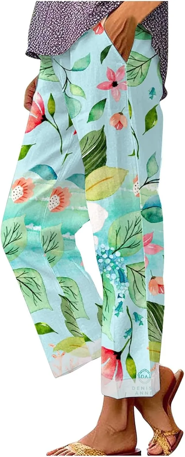 Linen Pants Women Petite Plus Spring High Waist Loose Pants for Women Women's Lightweight Travel Pants