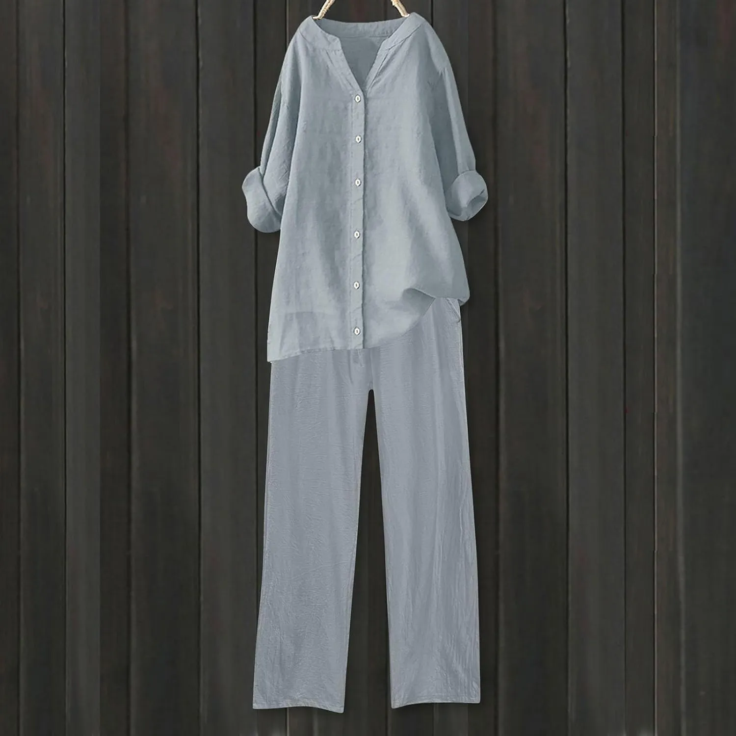 Linen Set For Women 2 Piece Summer Outfits Plus Size Short Sleeve Graphic Tees Capri Pants Lounge Matching Sets