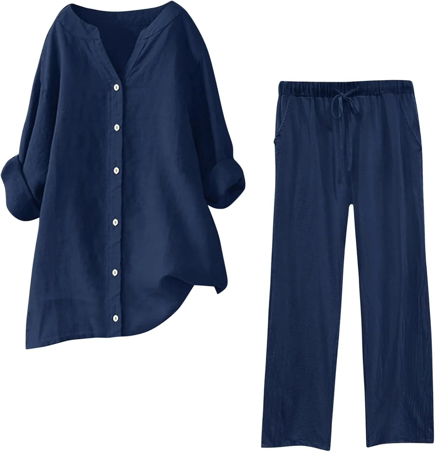 Linen Set For Women 2 Piece Summer Outfits Plus Size Short Sleeve Graphic Tees Capri Pants Lounge Matching Sets