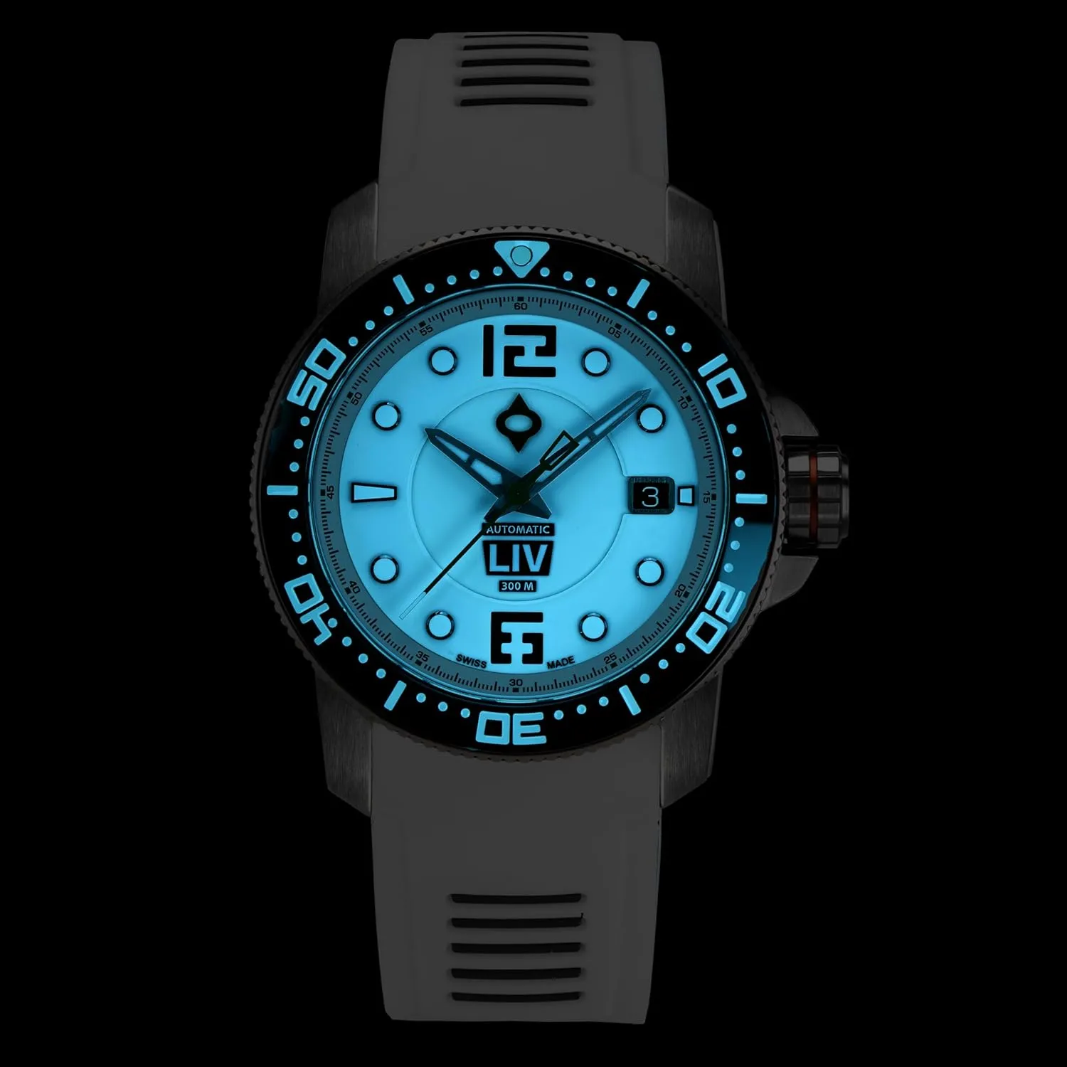 LIV GX-Diver's 41MM Swiss Auto -1000 Ft Water Resistant -316L- Unidirectional Ceramic Bezel - BGW9 Luminova - Scratch Resistant Sapphire Crystal - Dive Watch