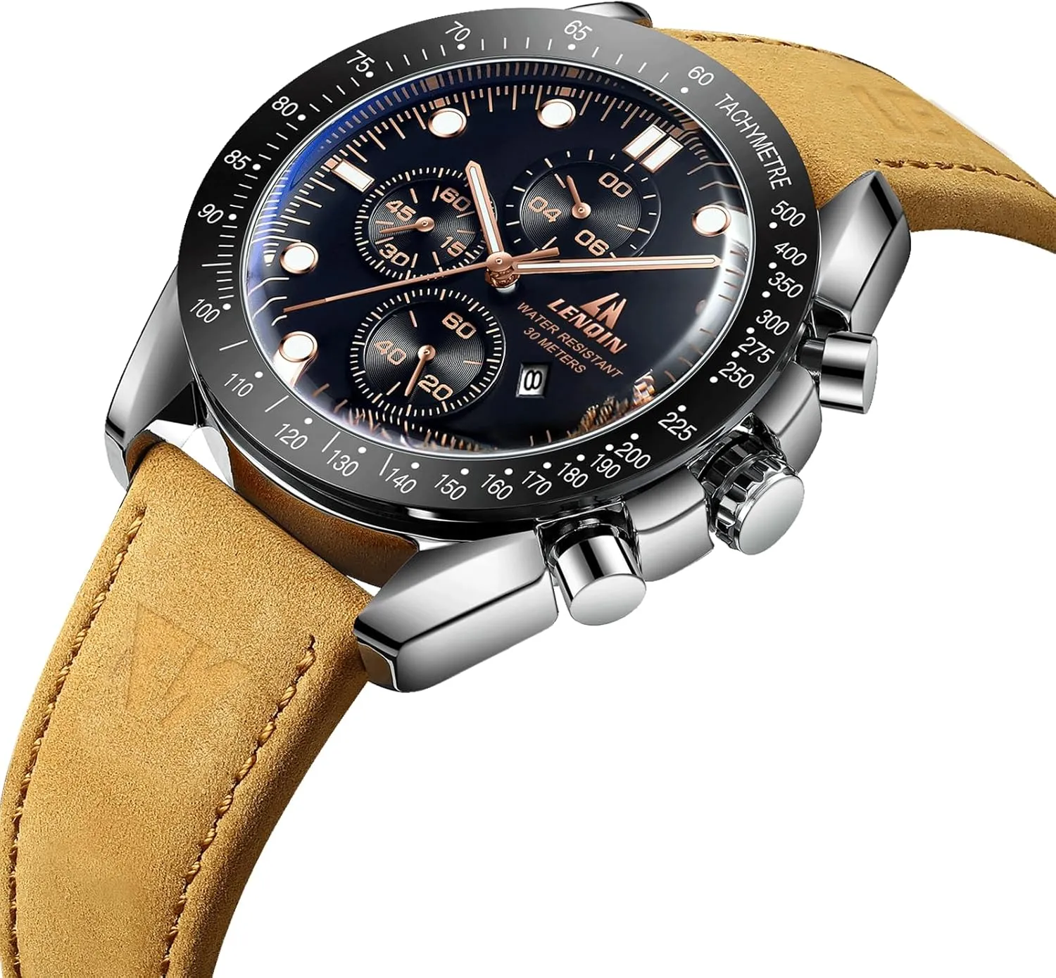 LN LENQIN Mens Watches Leather Watch Analog Quartz Watch for Men Luminous Luxury Fashion Business Casual 30M Waterproof Men's Wrist Watches with Date