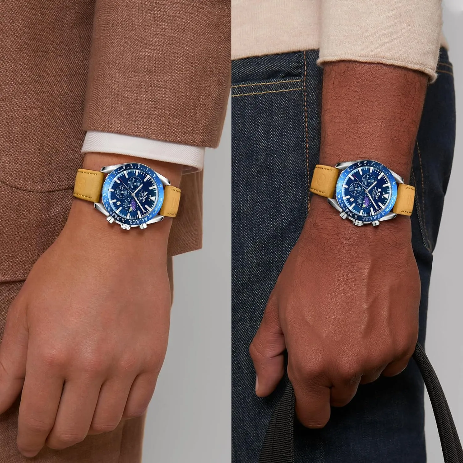 LN LENQIN Mens Watches Leather Watch Analog Quartz Watch for Men Luminous Luxury Fashion Business Casual 30M Waterproof Men's Wrist Watches with Date