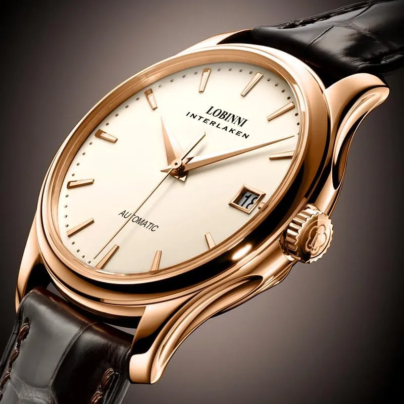 LOBINNI Men Automatic Watch 39mm Mechanical Wristwatch Sapphire Mirror 5ATM Butterfly Clasp ST2130 Simple Design