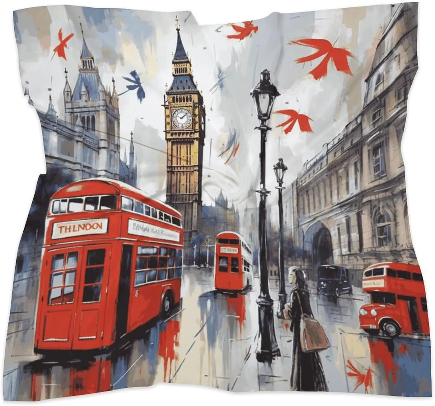 London Head Scarf Like Silk Scarf Lightweight Fashion Satin Hair Bandanas for Women Boho Headscarf Hair Wrap Bandana Headband Handkerchief Silk Scarves for Bag Purse Neck 18 Inch