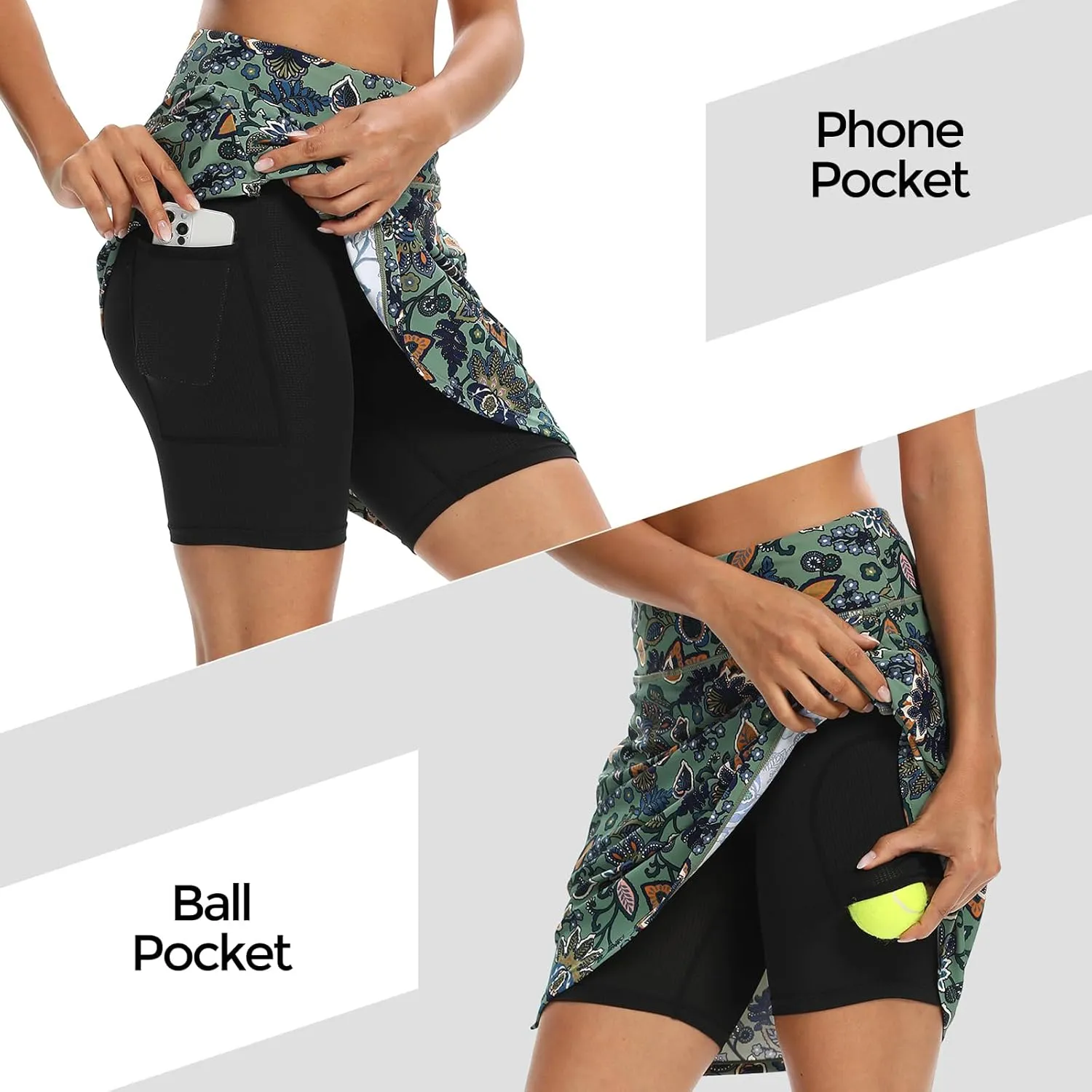 M MOTEEPI Skorts for Woman Golf Skirt Knee Length Tennis Athletic Skorts with Pockets