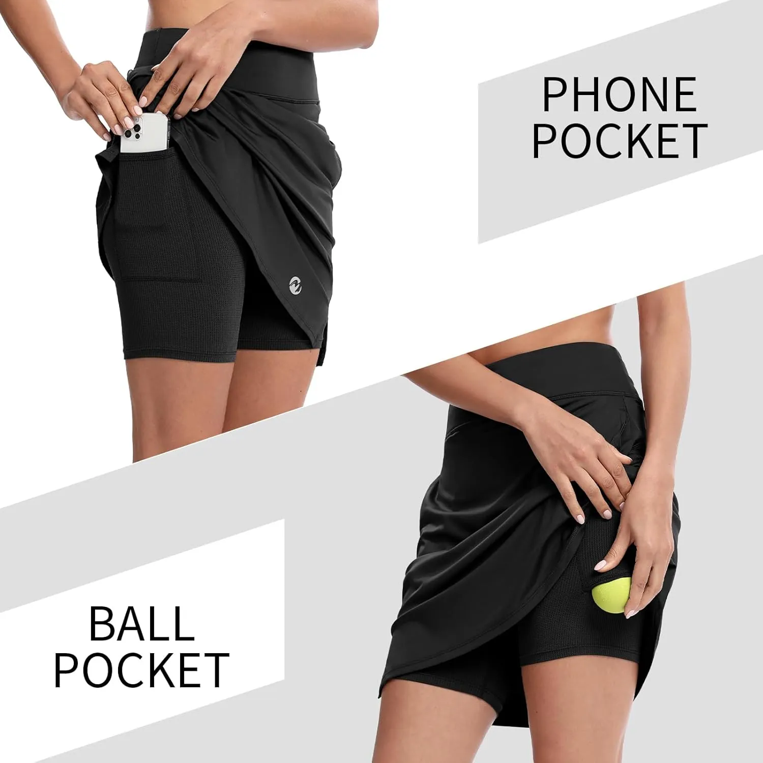 M MOTEEPI Skorts for Woman Golf Skirt Knee Length Tennis Athletic Skorts with Pockets