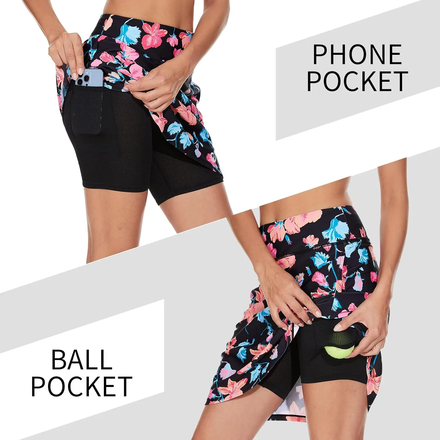 M MOTEEPI Skorts for Woman Golf Skirt Knee Length Tennis Athletic Skorts with Pockets
