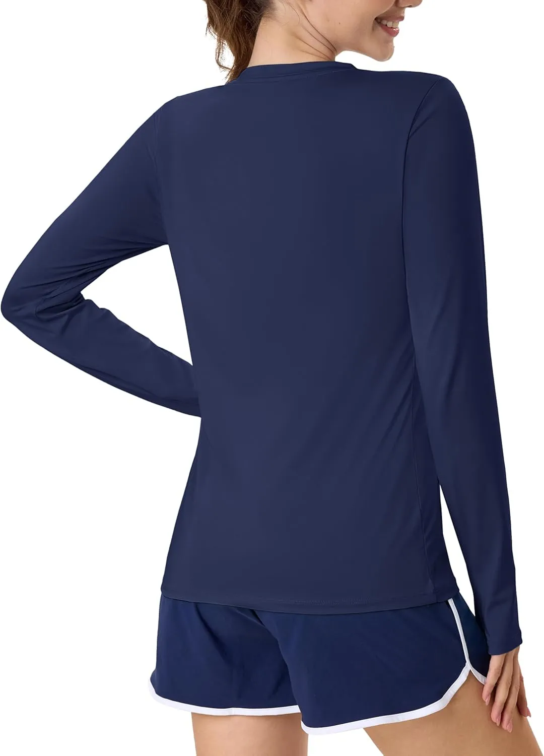 MAGCOMSEN Womens Long Sleeve Shirts UPF 80  Quick Dry Athletic Workout Tee Shirts with Thumb Holes Rash Guard Swim Tops
