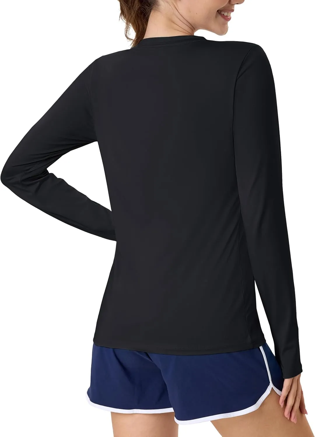 MAGCOMSEN Womens Long Sleeve Shirts UPF 80  Quick Dry Athletic Workout Tee Shirts with Thumb Holes Rash Guard Swim Tops