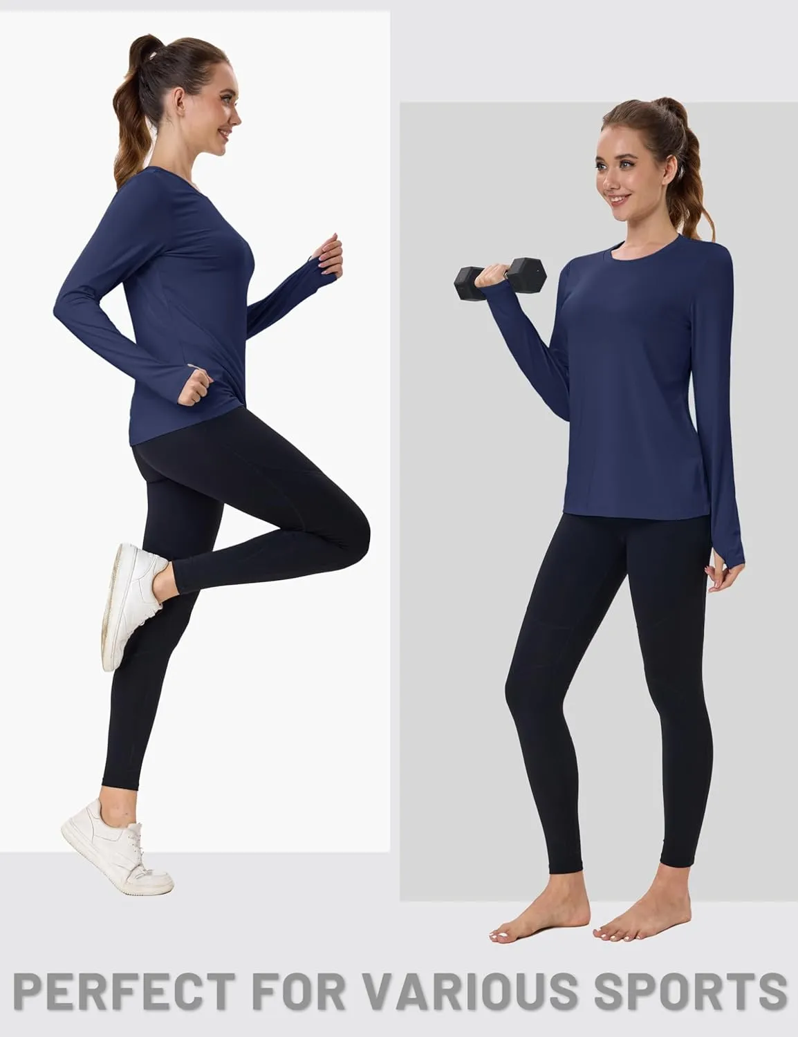 MAGCOMSEN Womens Long Sleeve Shirts UPF 80  Quick Dry Athletic Workout Tee Shirts with Thumb Holes Rash Guard Swim Tops