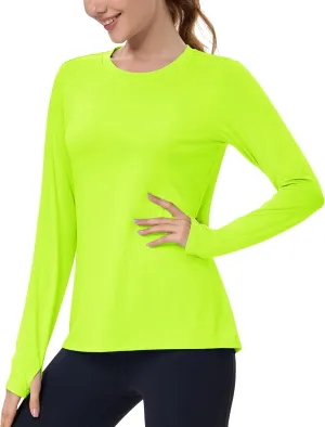 MAGCOMSEN Womens Long Sleeve Shirts UPF 80  Quick Dry Athletic Workout Tee Shirts with Thumb Holes Rash Guard Swim Tops