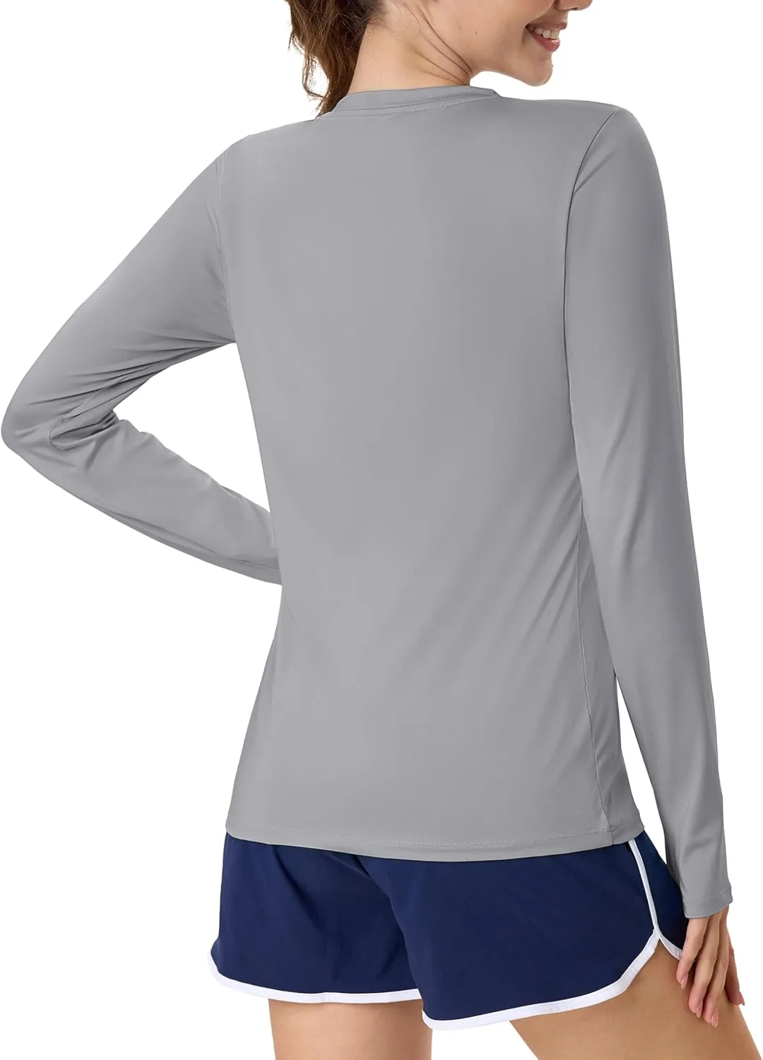 MAGCOMSEN Womens Long Sleeve Shirts UPF 80  Quick Dry Athletic Workout Tee Shirts with Thumb Holes Rash Guard Swim Tops