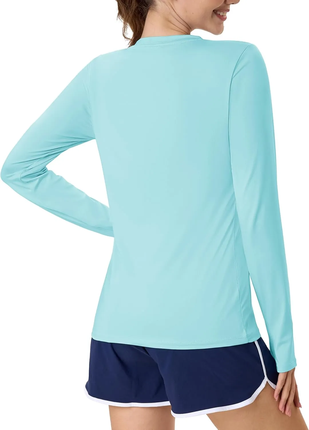 MAGCOMSEN Womens Long Sleeve Shirts UPF 80  Quick Dry Athletic Workout Tee Shirts with Thumb Holes Rash Guard Swim Tops