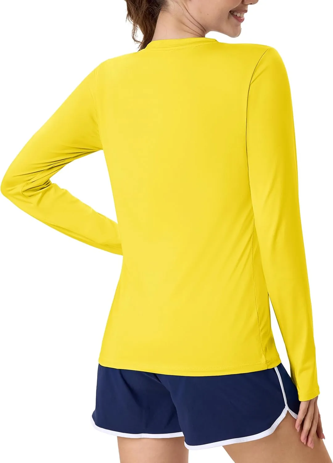 MAGCOMSEN Womens Long Sleeve Shirts UPF 80  Quick Dry Athletic Workout Tee Shirts with Thumb Holes Rash Guard Swim Tops