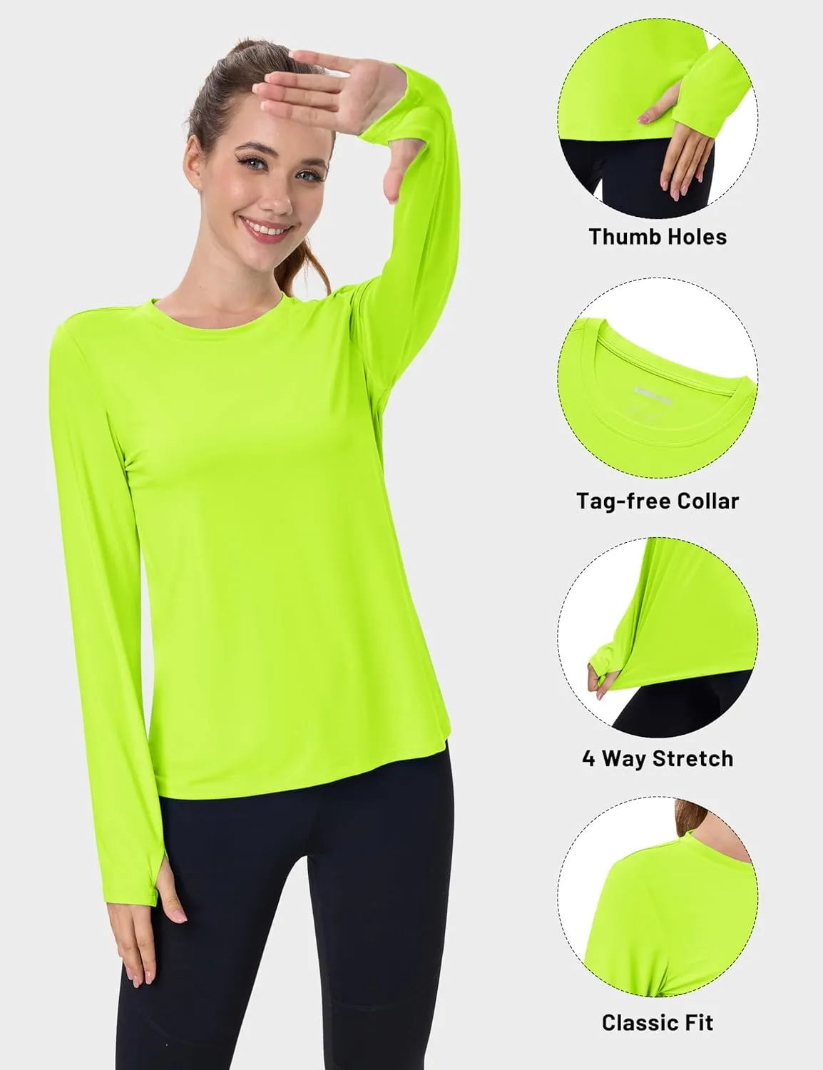 MAGCOMSEN Womens Long Sleeve Shirts UPF 80  Quick Dry Athletic Workout Tee Shirts with Thumb Holes Rash Guard Swim Tops
