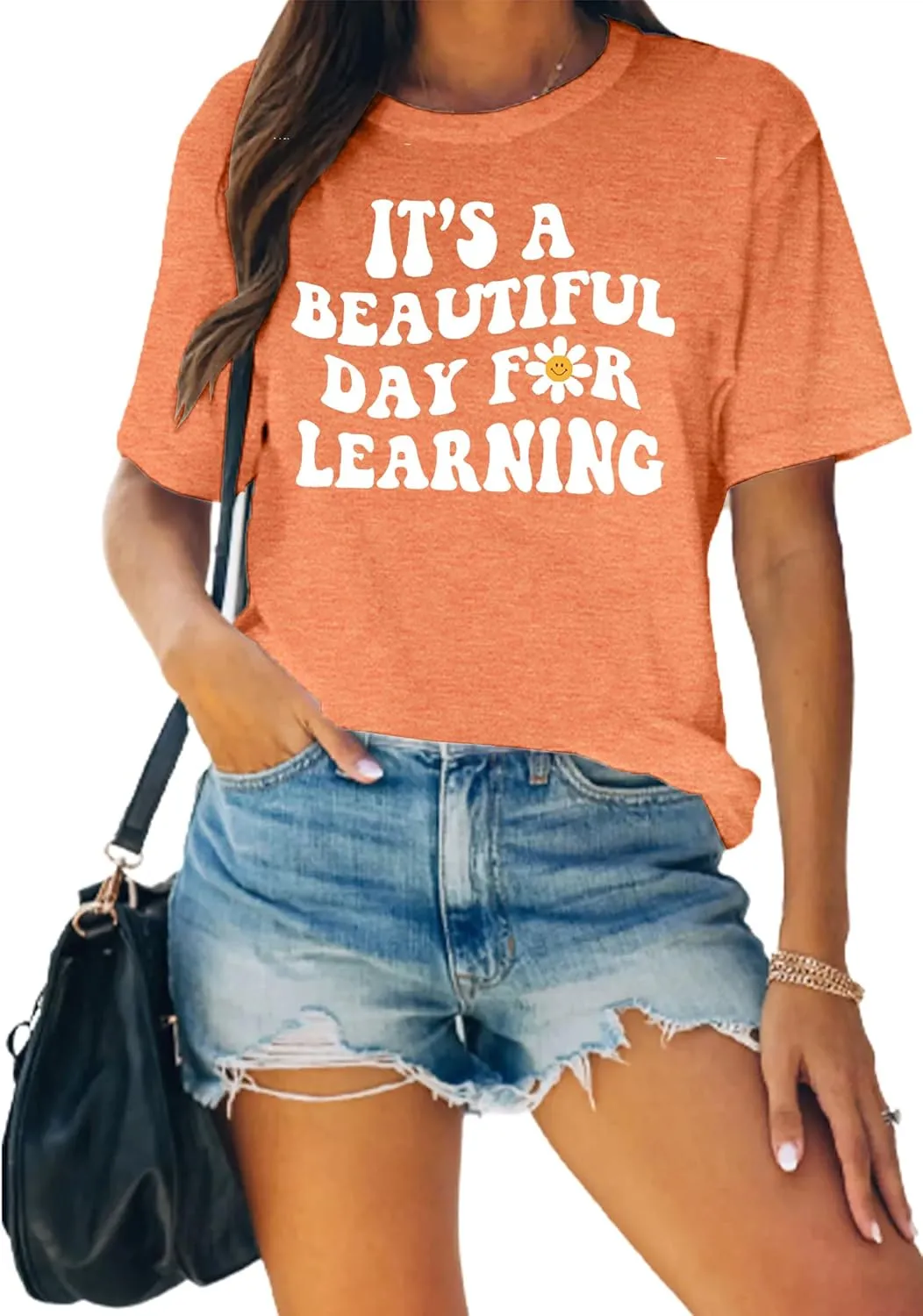 MAIHUN Women Teacher Life Shirt Teacher Gift Short Sleeve Shirts It s a Beautiful Day for Learning T-Shirt