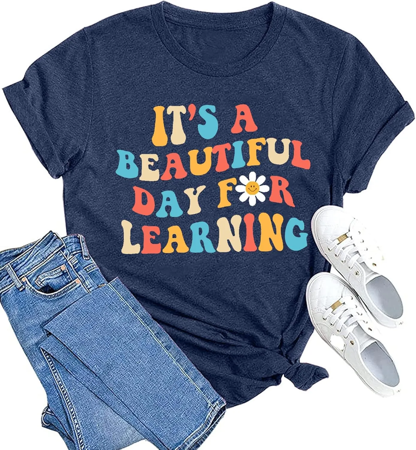 MAIHUN Women Teacher Life Shirt Teacher Gift Short Sleeve Shirts It s a Beautiful Day for Learning T-Shirt