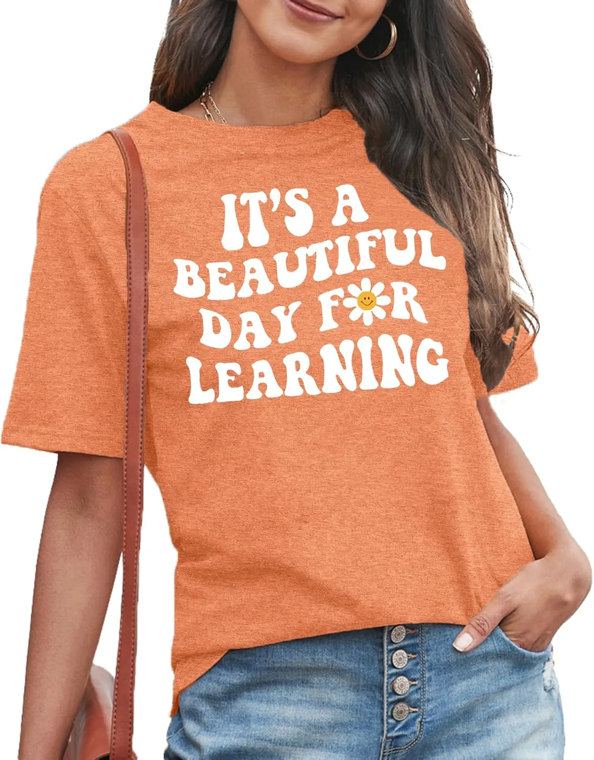 MAIHUN Women Teacher Life Shirt Teacher Gift Short Sleeve Shirts It s a Beautiful Day for Learning T-Shirt