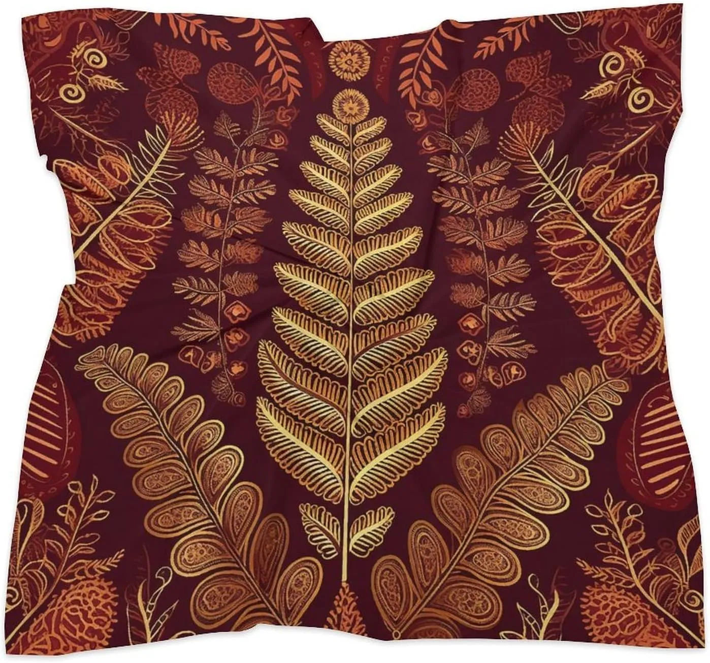 Maroon Gold Pattern Head Scarf Like Silk Scarf Lightweight Fashion Satin Hair Bandanas for Women Boho Headscarf Hair Wrap Bandana Headband Handkerchief Silk Scarves for Bag Purse Neck 18 Inch