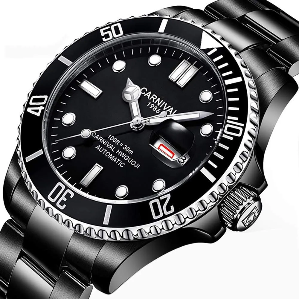 MASTOP Men Automatic Watch Classic Rotating Bezel Analog Watch Men's Diver Dress Watches Day Week Luxury Watch