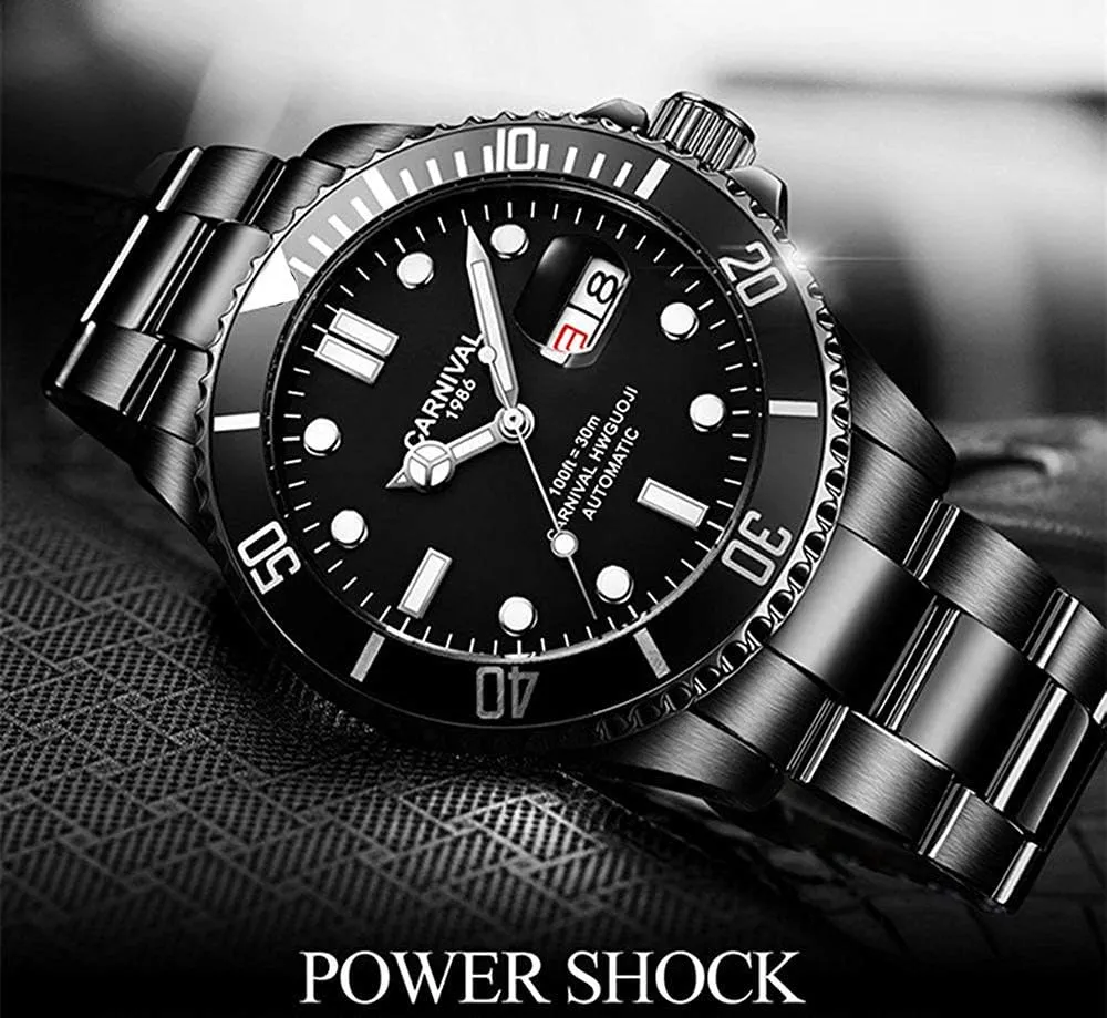 MASTOP Men Automatic Watch Classic Rotating Bezel Analog Watch Men's Diver Dress Watches Day Week Luxury Watch