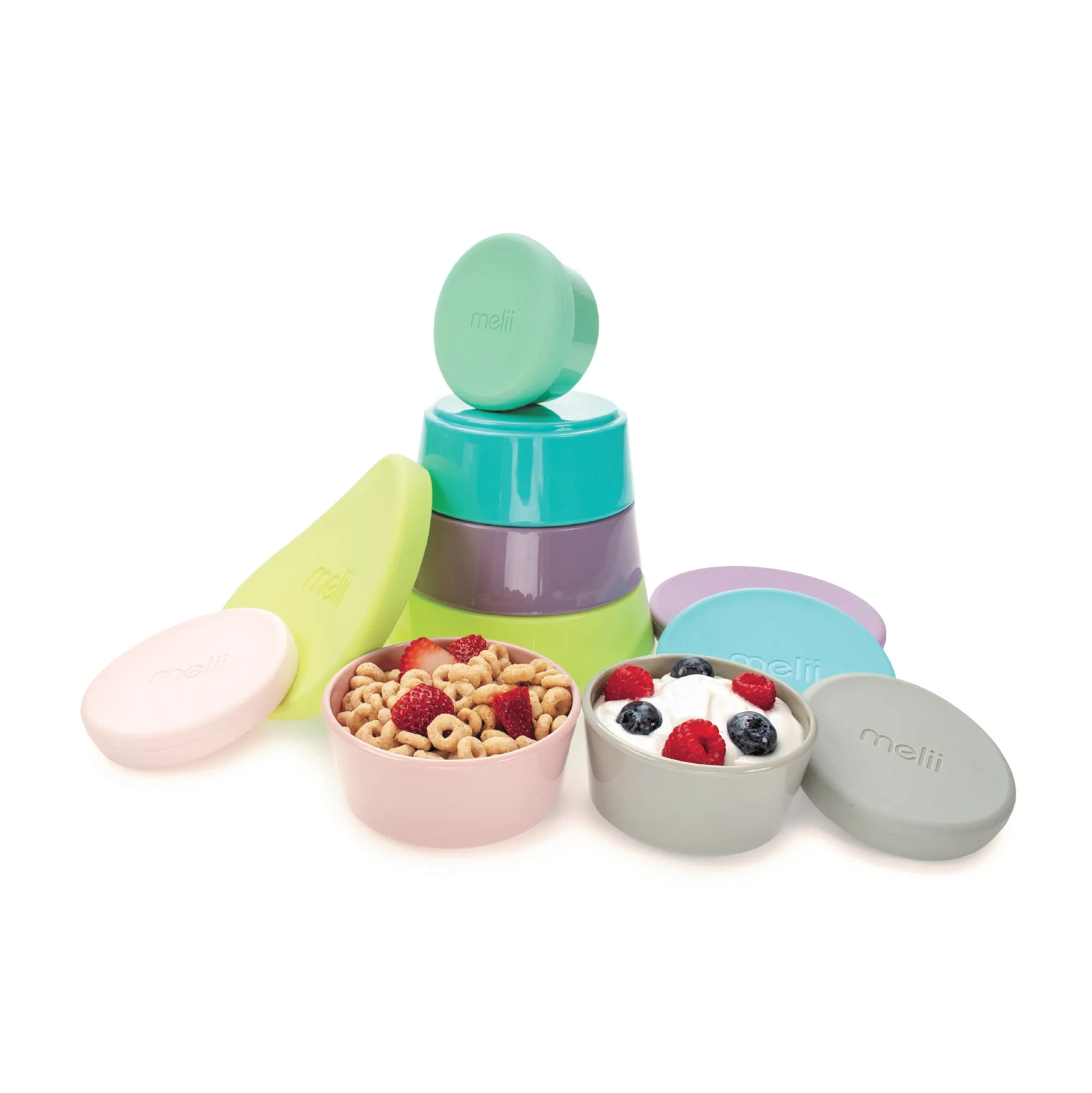 Melii Stacking & Nesting Food Storage Containers with Silicone Lids - 12 Piece Set for Kids, BPA Free, Dishwasher & Microwave Safe, Compact Storage, Versatile Sizes
