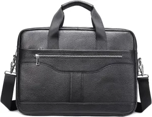 Men 15.6 Inch Briefcase Convertible Messenger Bags Handbag Genuine Leather Multifunctional Work Business Shoulder Bag