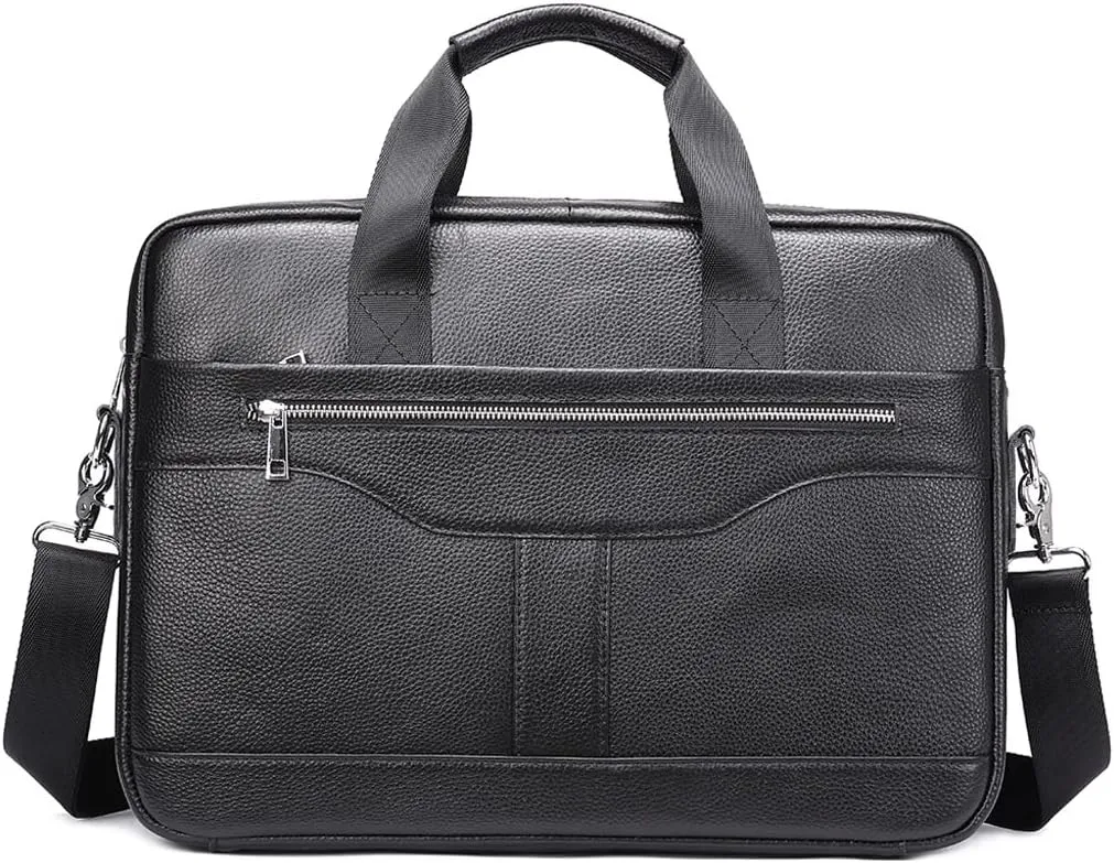 Men 15.6 Inch Briefcase Convertible Messenger Bags Handbag Genuine Leather Multifunctional Work Business Shoulder Bag