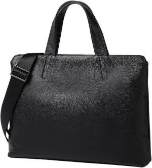 Men Genuine Leather Briefcase Convertible 13 Inch Laptop Messenger Bags Handbag Multifunctional Work Business Shoulder Bag (Color : Black, Size : 13 inch)