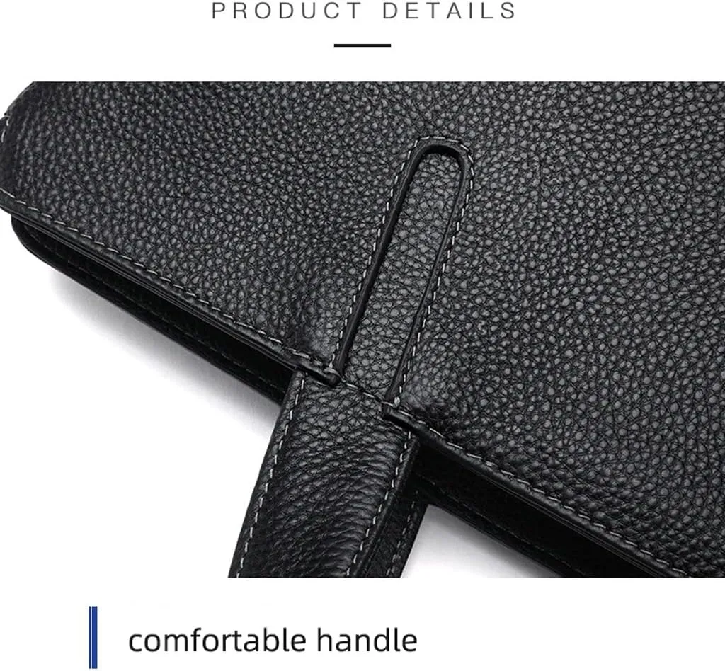 Men Genuine Leather Briefcase Convertible 13 Inch Laptop Messenger Bags Handbag Multifunctional Work Business Shoulder Bag (Color : Black, Size : 13 inch)