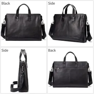 Men Genuine Leather Briefcase Convertible 14 Inch Laptop Messenger Bags Handbag Multifunctional Work Shoulder Bag